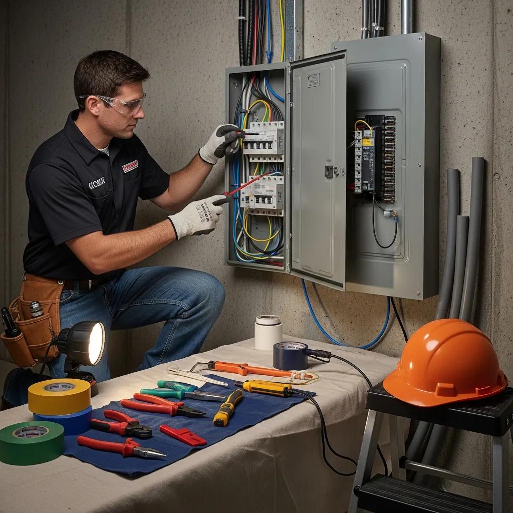 Electrician performing a safe and reliable electrical panel upgrade